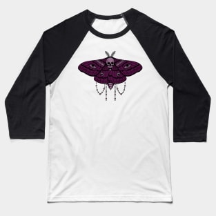 Goth Moth Black & Purple Symmetric Skull Insecta Baseball T-Shirt